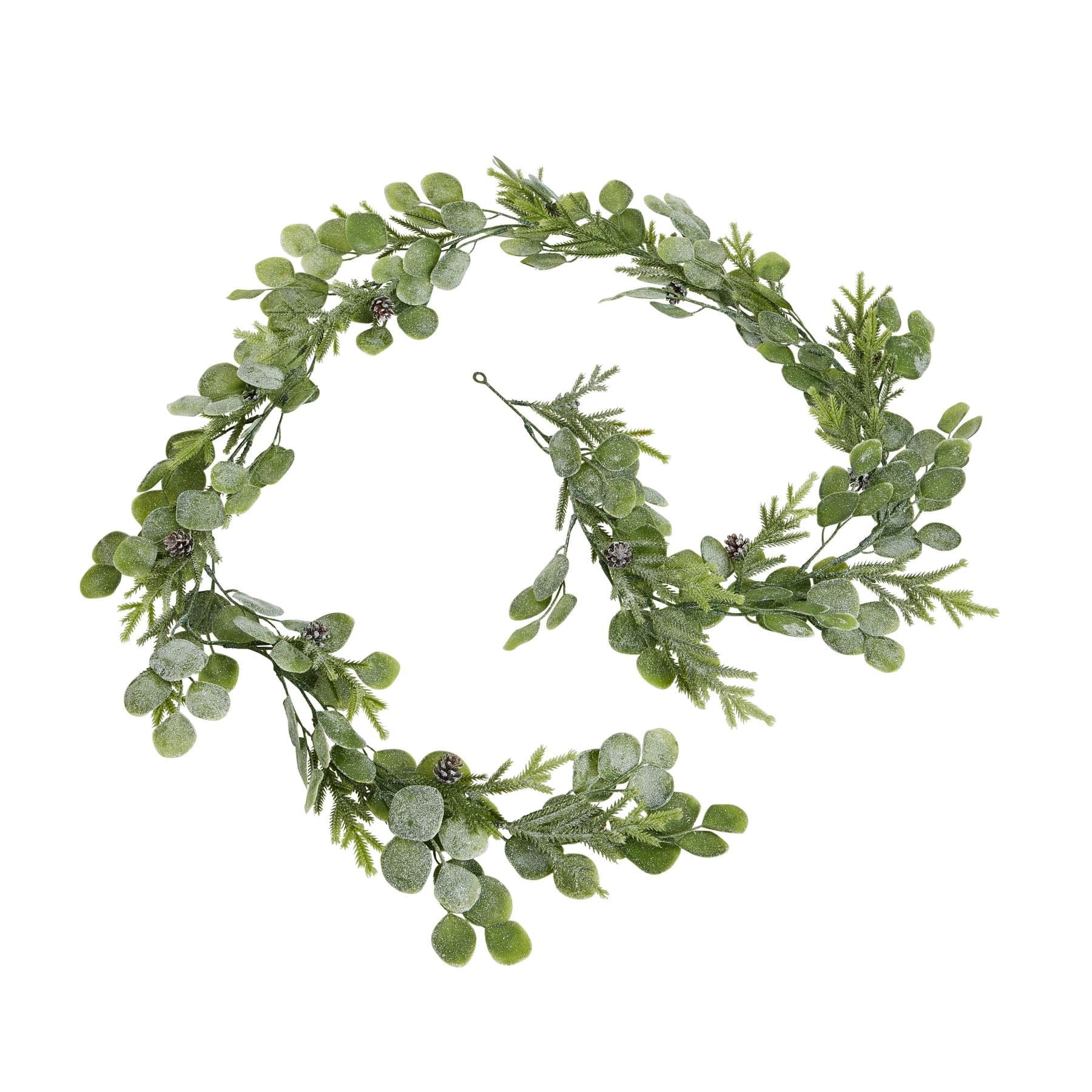 Frosted Eucalyptus & Pine Garland with Pine Cones